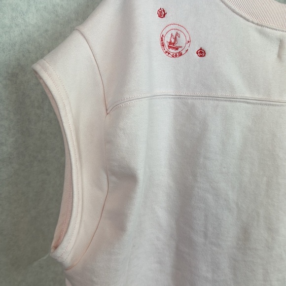 New by Anthropologie Light Ivory Comb Pink Sleeveless Graphic Tee Size Large NWT - Picture 6 of 10